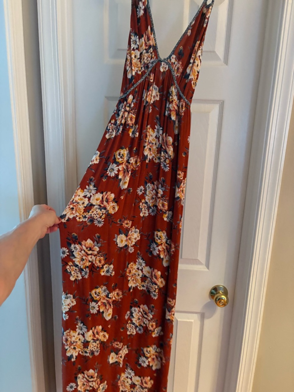 Target Rust Floral tie back Maxi Dress with V-Neck